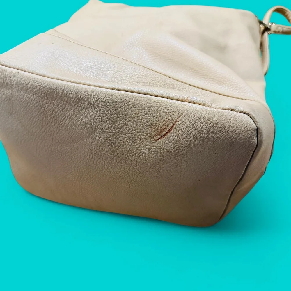 Tan Studded Shoulder Tote Bag